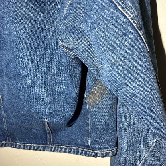 vintage rafaella cropped denim jacket with leather collar, size L - Picture 7 of 7